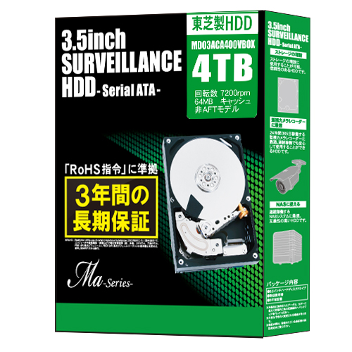 中古】(非常に良い)MARSHAL 東芝製 3.5インチ SATA-HDD Maシリーズ 3TB